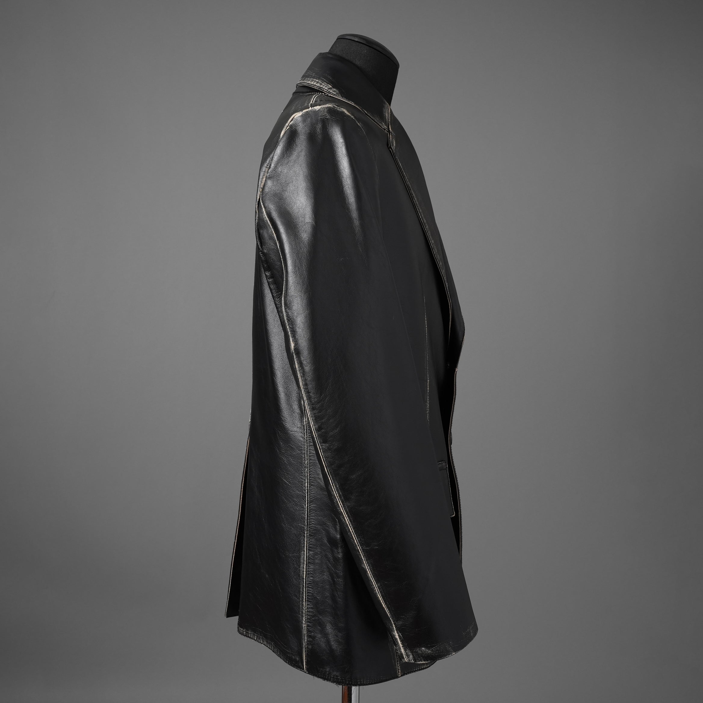 MM6 Maison Margiela メゾン マルジェラ / 22AW 美品 レザー 2Bテーラードジャケット / S62BN0063 / size 44 (BLACK)