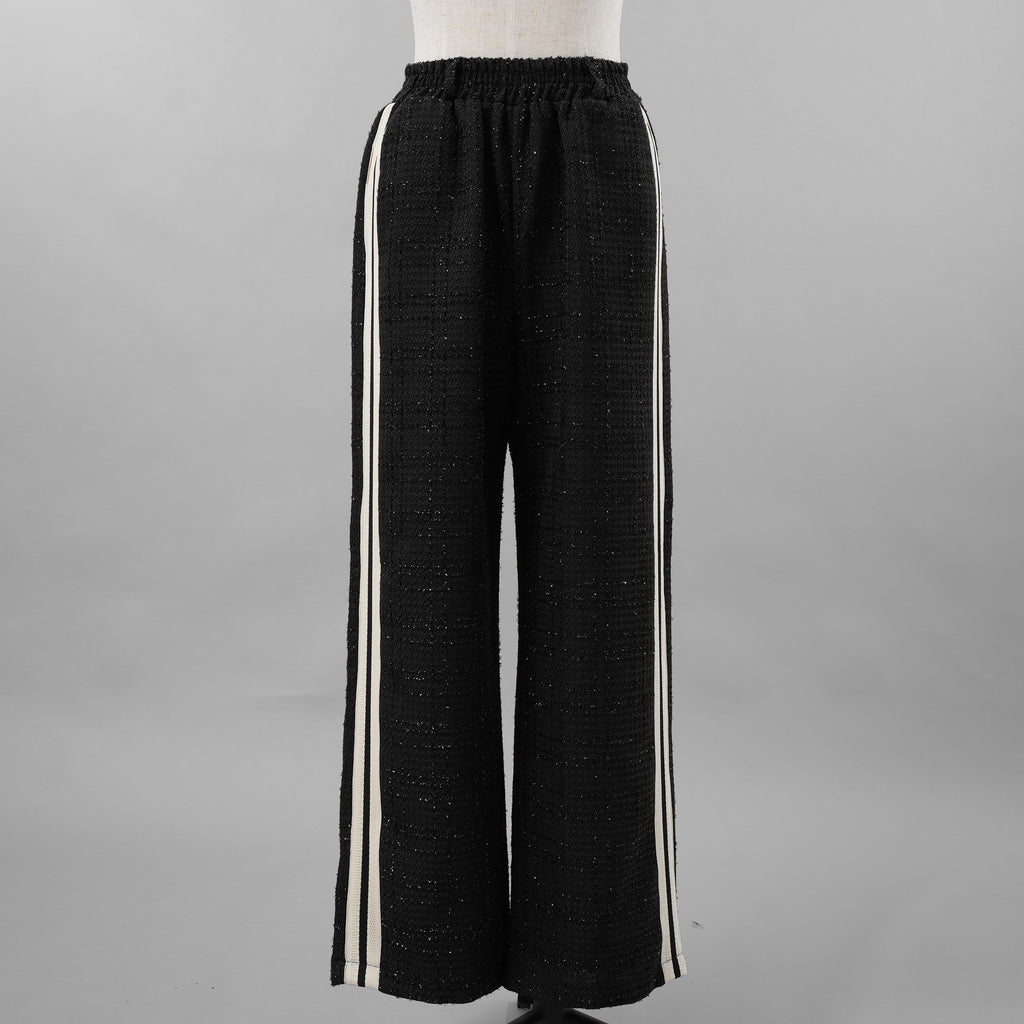 ANDREA&Co. アンドレアアンドコー / 美品 ラメ ツイード ライン パンツ / size FREE (BLACK) レディース