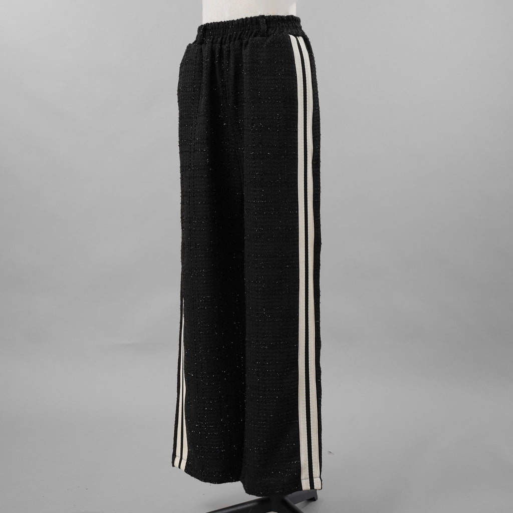 ANDREA&Co. アンドレアアンドコー / 美品 ラメ ツイード ライン パンツ / size FREE (BLACK) レディース