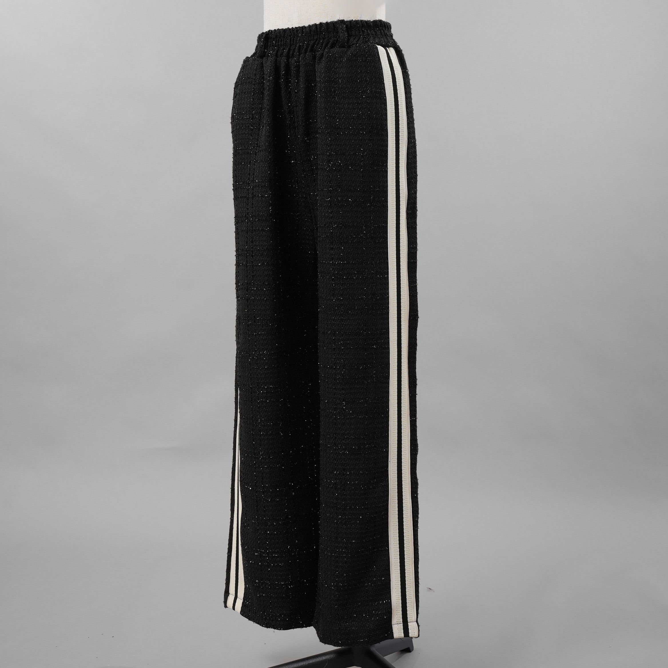 ANDREA&Co. アンドレアアンドコー / 美品 ラメ ツイード ライン パンツ / size FREE (BLACK) レディース