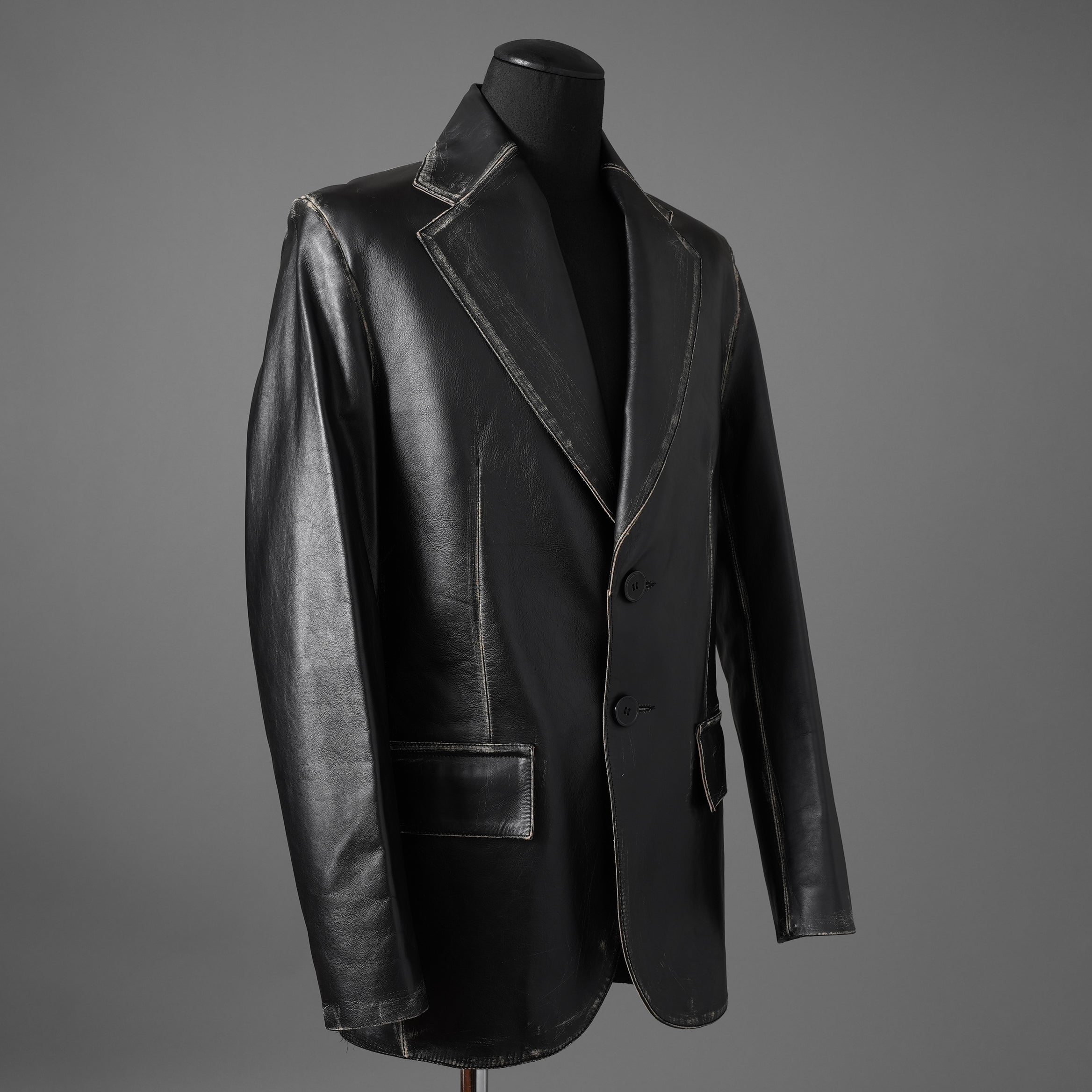 MM6 Maison Margiela メゾン マルジェラ / 22AW 美品 レザー 2Bテーラードジャケット / S62BN0063 / size 44 (BLACK)