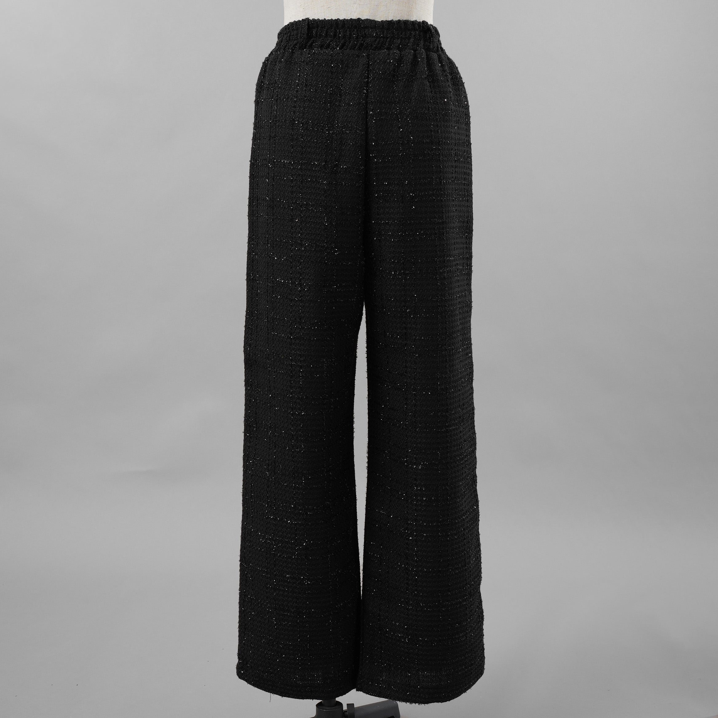 ANDREA&Co. アンドレアアンドコー / 美品 ラメ ツイード ライン パンツ / size FREE (BLACK) レディース