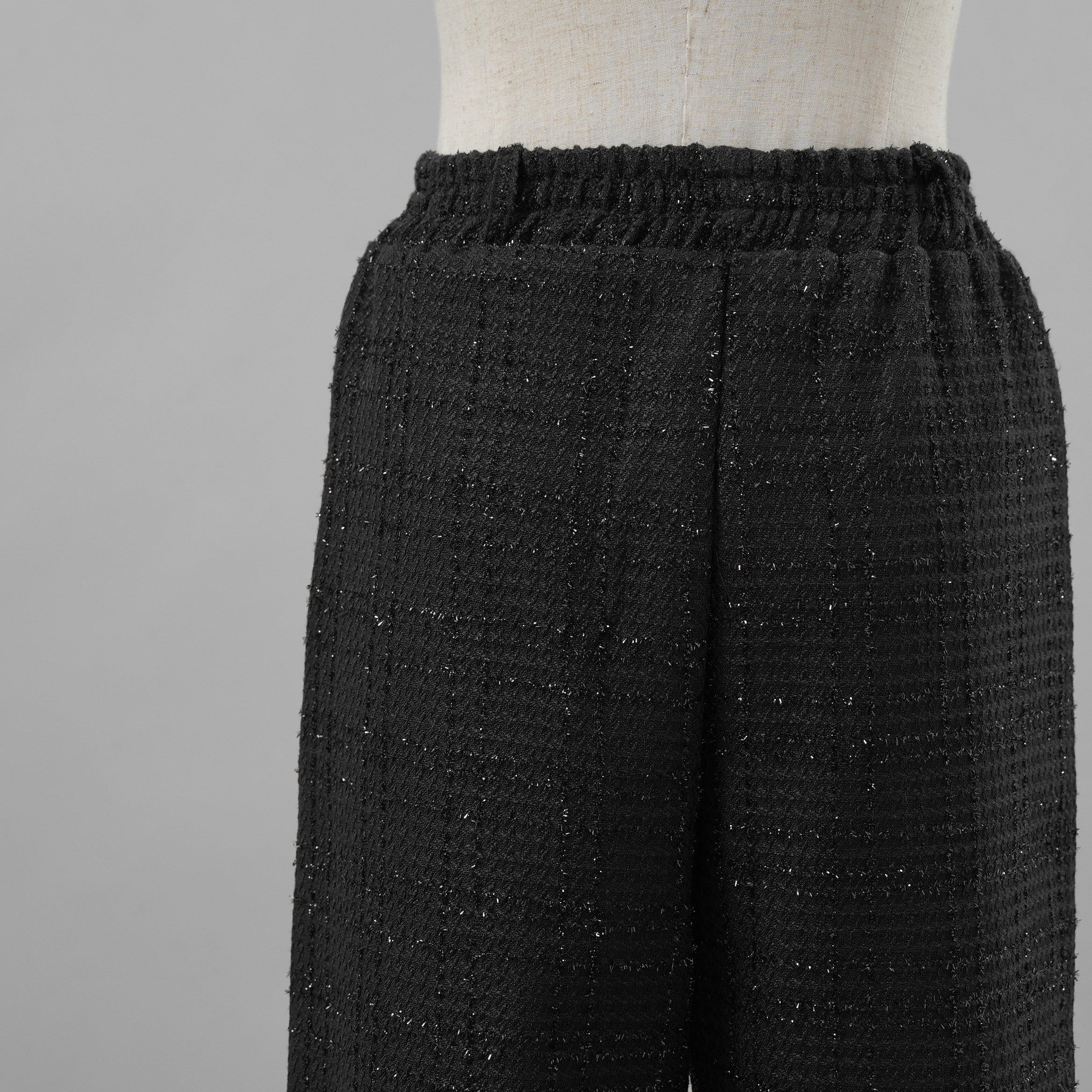 ANDREA&Co. アンドレアアンドコー / 美品 ラメ ツイード ライン パンツ / size FREE (BLACK) レディース