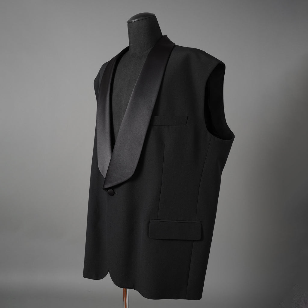 MM6 Maison Margiela メゾン マルジェラ / 24AW 美品 テーラード ベスト サテンラペル / S62FB0069 M35436 / size 36 (BLACK) ユニセックス