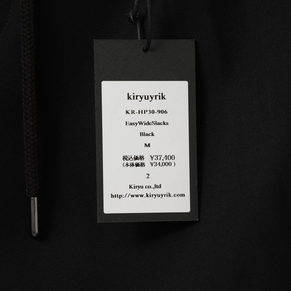 新品 kiryuyrik キリュウキリュウ / 24SS Easy Wide Slacks イージーワイドスラックス パンツ / KR-HP30-906 / size M (BLACK）