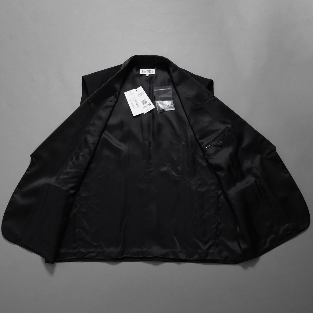 MM6 Maison Margiela メゾン マルジェラ / 24AW 美品 テーラード ベスト サテンラペル / S62FB0069 M35436 / size 36 (BLACK) ユニセックス