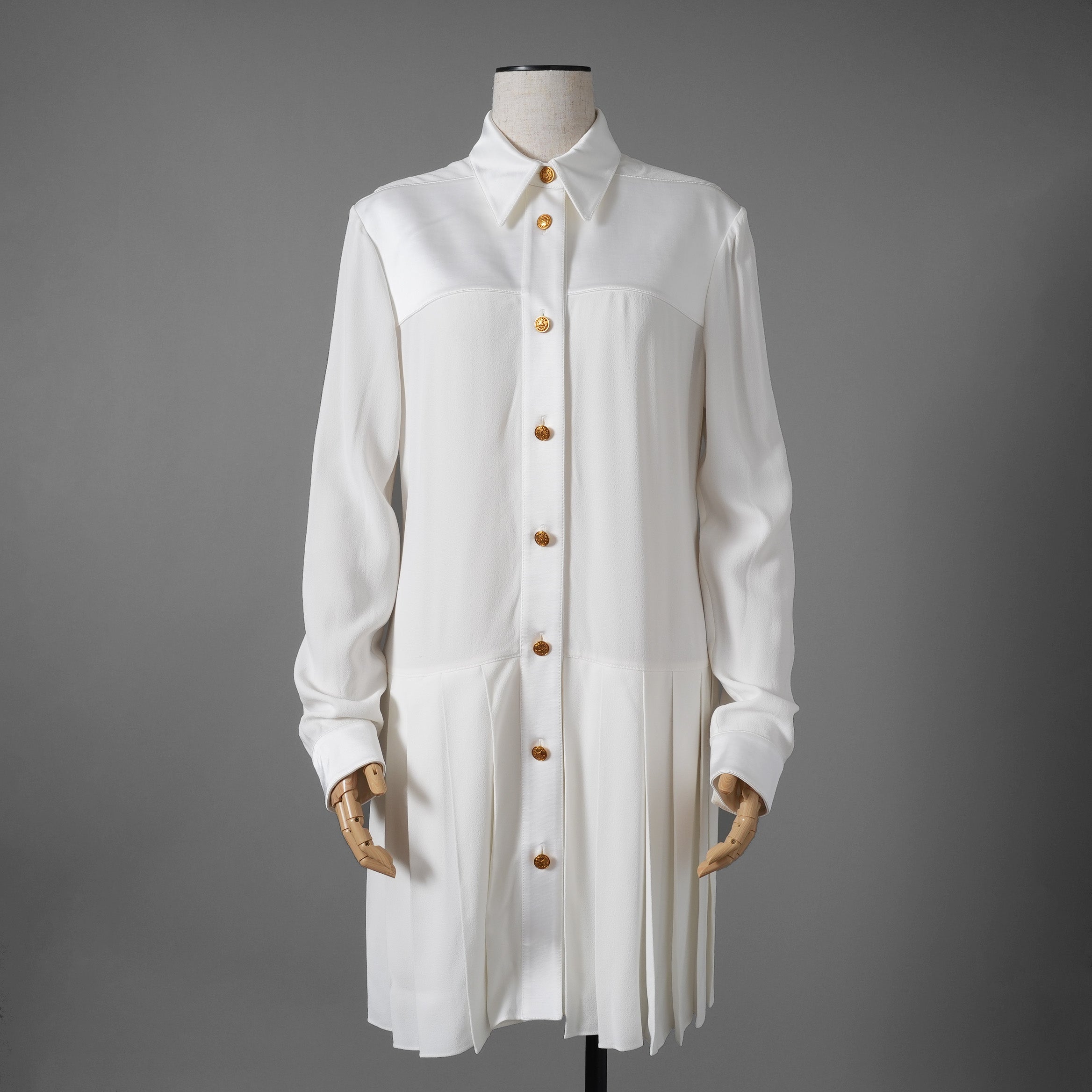 LOUIS VUITTON ルイ・ヴィトン / 22AW 美品 プリーツシャツドレス ワンピース / size38 (WHITE) レディース