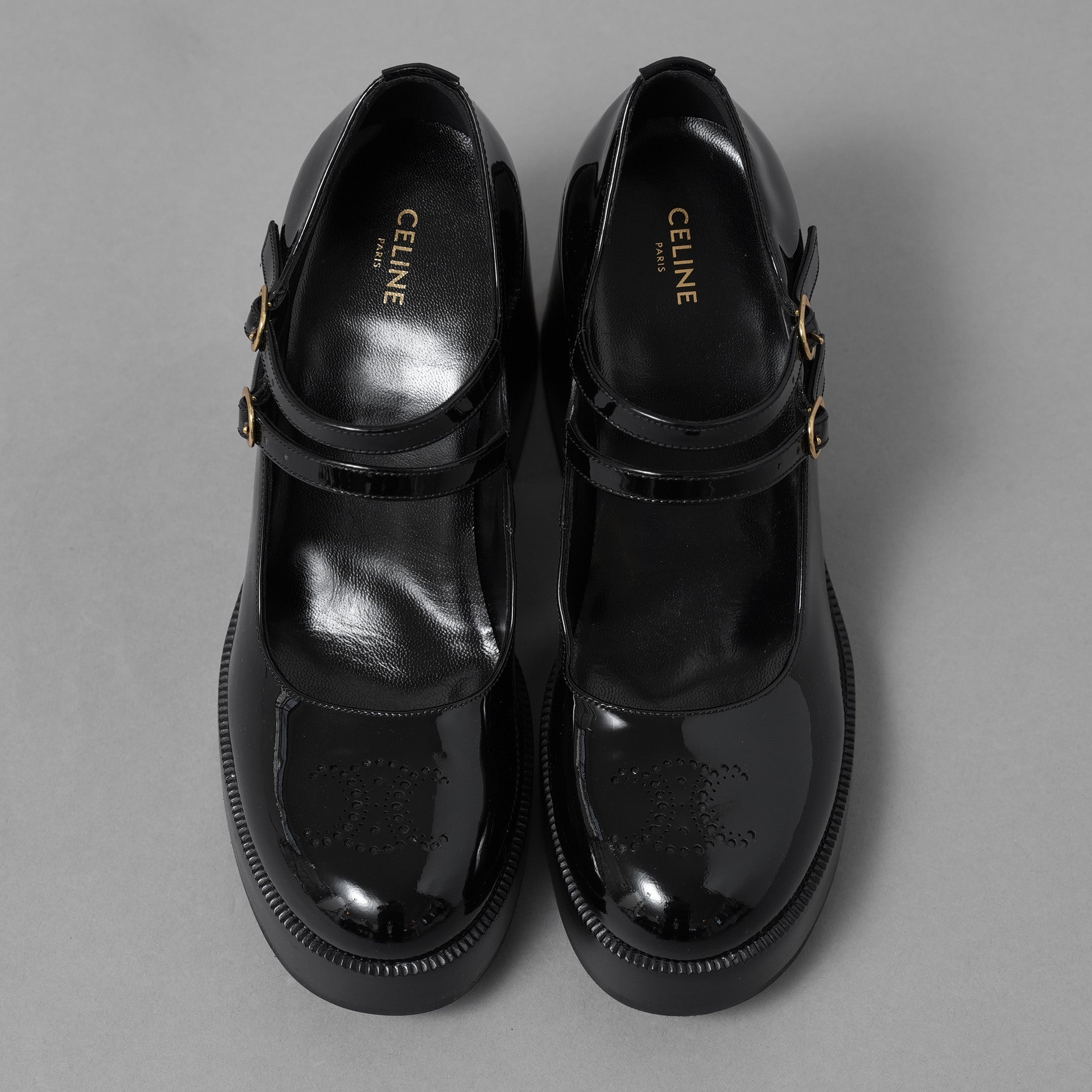 未使用 CELINE セリーヌ / 24AW "Lily" リリー チャンキーソール パンプス / パテントカーフスキン/ テス ベビーズ / シューズ / size 36 (23cm)  BLACK レディース