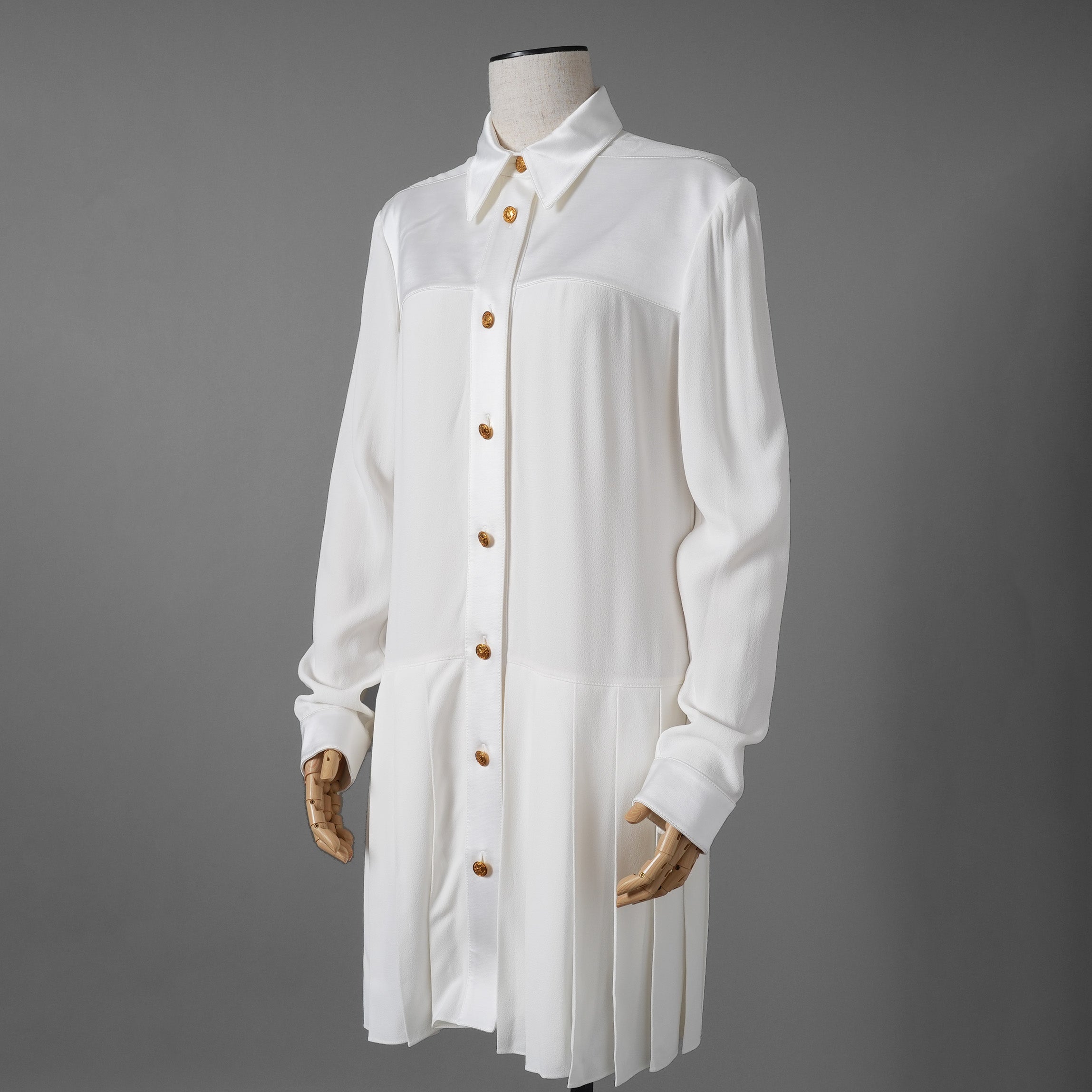 LOUIS VUITTON ルイ・ヴィトン / 22AW 美品 プリーツシャツドレス ワンピース / size38 (WHITE) レディース