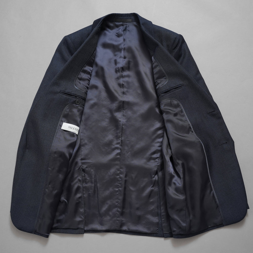 VALENTINO ヴァレンティノ / 20AW 美品 セットアップ シングルブレストジャケット テーラードジャケット 2タックテーラード スラックス パンツ / HV012E00-VT02501V / size 46 (NAVY) 352185-in-ue