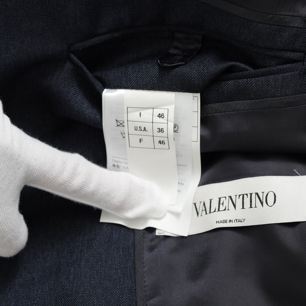 VALENTINO ヴァレンティノ / 20AW 美品 セットアップ シングルブレストジャケット テーラードジャケット 2タックテーラード スラックス パンツ / HV012E00-VT02501V / size 46 (NAVY) 352185-in-ue