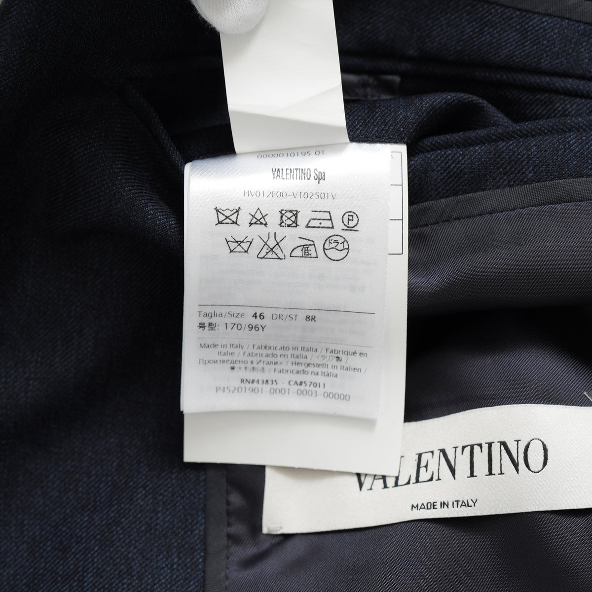 VALENTINO ヴァレンティノ / 20AW 美品 セットアップ シングルブレストジャケット テーラードジャケット 2タックテーラード スラックス パンツ / HV012E00-VT02501V / size 46 (NAVY) 352185-in-ue