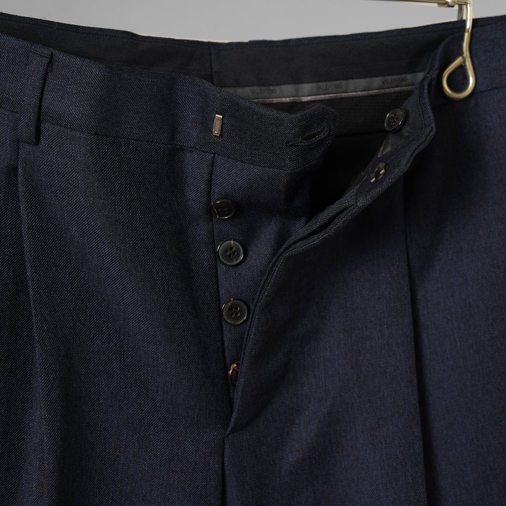 VALENTINO ヴァレンティノ / 20AW 美品 セットアップ シングルブレストジャケット テーラードジャケット 2タックテーラード スラックス パンツ / HV012E00-VT02501V / size 46 (NAVY) 352185-in-ue