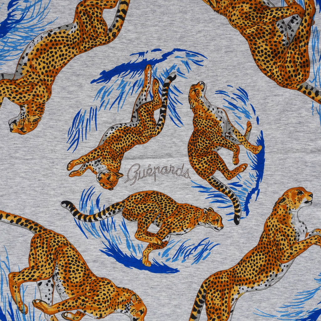 HERMES エルメス / 美品 カレ Tシャツ  Guepards（ゲパール / チーター） コットンジャージー製 大判スカーフ アクセサリー / LIGHT GRAY レディース 352179-izm
