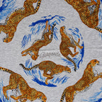 HERMES エルメス / 美品 カレ Tシャツ  Guepards（ゲパール / チーター） コットンジャージー製 大判スカーフ アクセサリー / LIGHT GRAY レディース 352179-izm