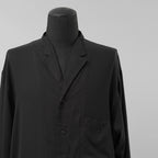 Yohji Yamamoto POUR HOMME ヨウジヤマモト プールオム / 美品 25AW CELLULOSE LAWN NOTCHED SHIRT セルロースローン ノッチドシャツ 長袖シャツ / HM-B04-200 / size 2 (BLACK)