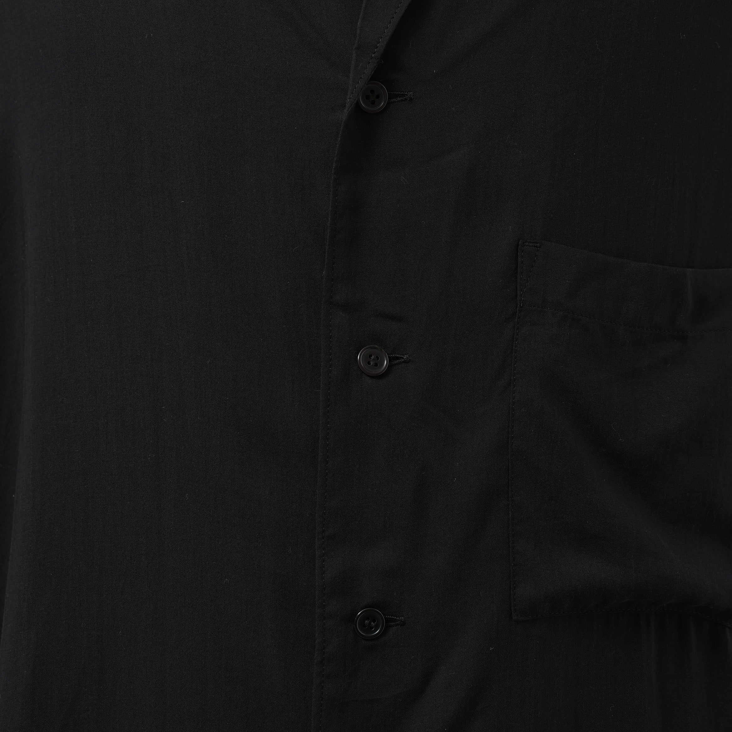 Yohji Yamamoto POUR HOMME ヨウジヤマモト プールオム / 美品 25AW CELLULOSE LAWN NOTCHED SHIRT セルロースローン ノッチドシャツ 長袖シャツ / HM-B04-200 / size 2 (BLACK)