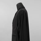 Yohji Yamamoto POUR HOMME ヨウジヤマモト プールオム / 美品 25AW CELLULOSE LAWN NOTCHED SHIRT セルロースローン ノッチドシャツ 長袖シャツ / HM-B04-200 / size 2 (BLACK)