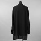 Yohji Yamamoto POUR HOMME ヨウジヤマモト プールオム / 美品 25AW CELLULOSE LAWN NOTCHED SHIRT セルロースローン ノッチドシャツ 長袖シャツ / HM-B04-200 / size 2 (BLACK)