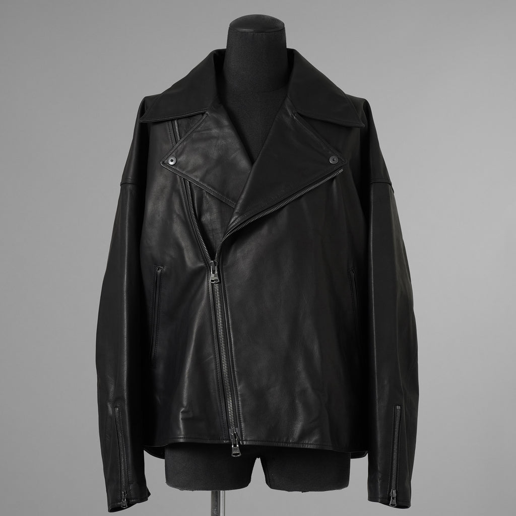 ISAMU KATAYAMA BACKLASH イサムカタヤマバックラッシュ / 25AW 美品 メンセレ別注 Monochrome luxury steer double riders jacket ルーズフィット ライダース アウター / ME2078-06 / size L (BLACK) 352191-in-ue