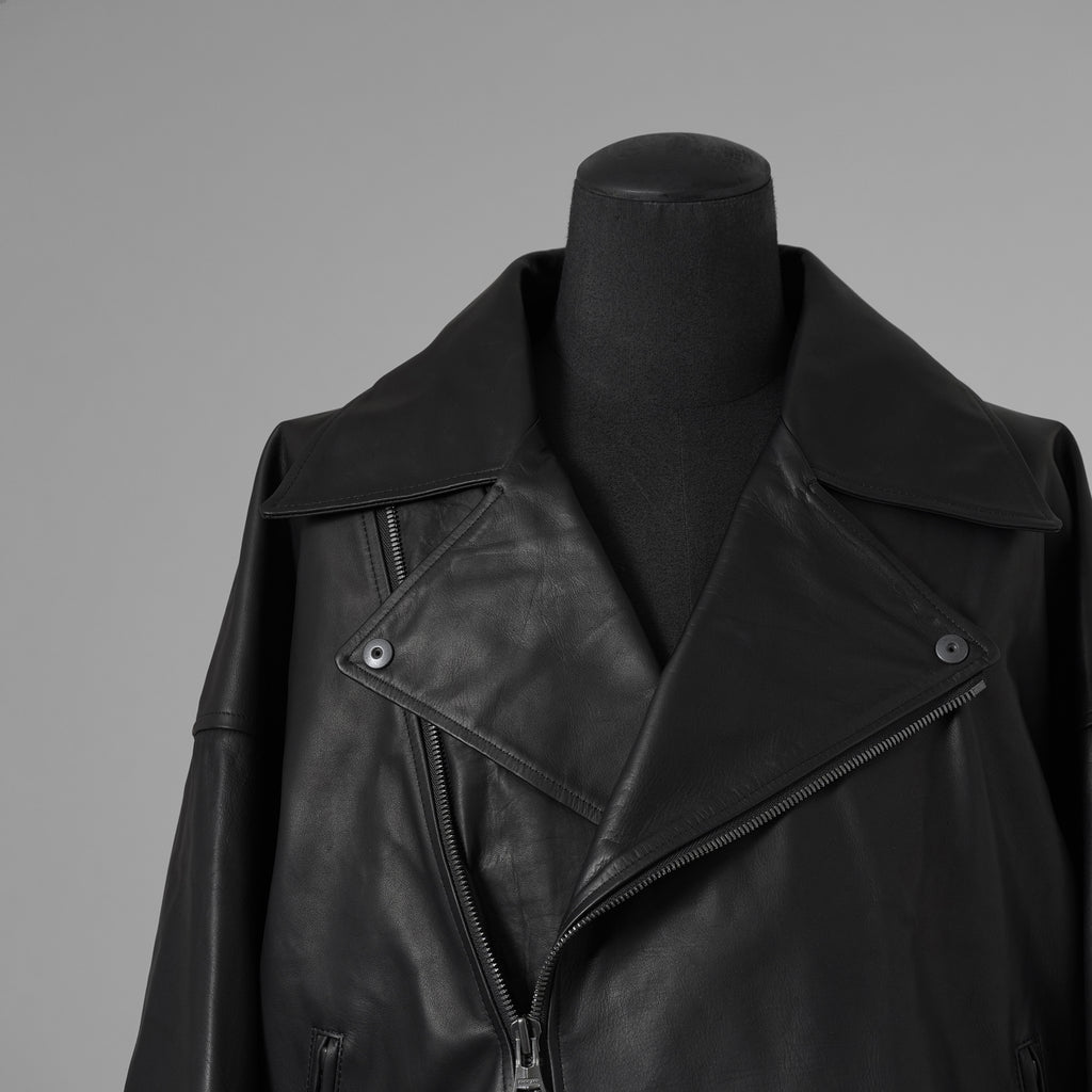 ISAMU KATAYAMA BACKLASH イサムカタヤマバックラッシュ / 25AW 美品 メンセレ別注 Monochrome luxury steer double riders jacket ルーズフィット ライダース アウター / ME2078-06 / size L (BLACK) 352191-in-ue