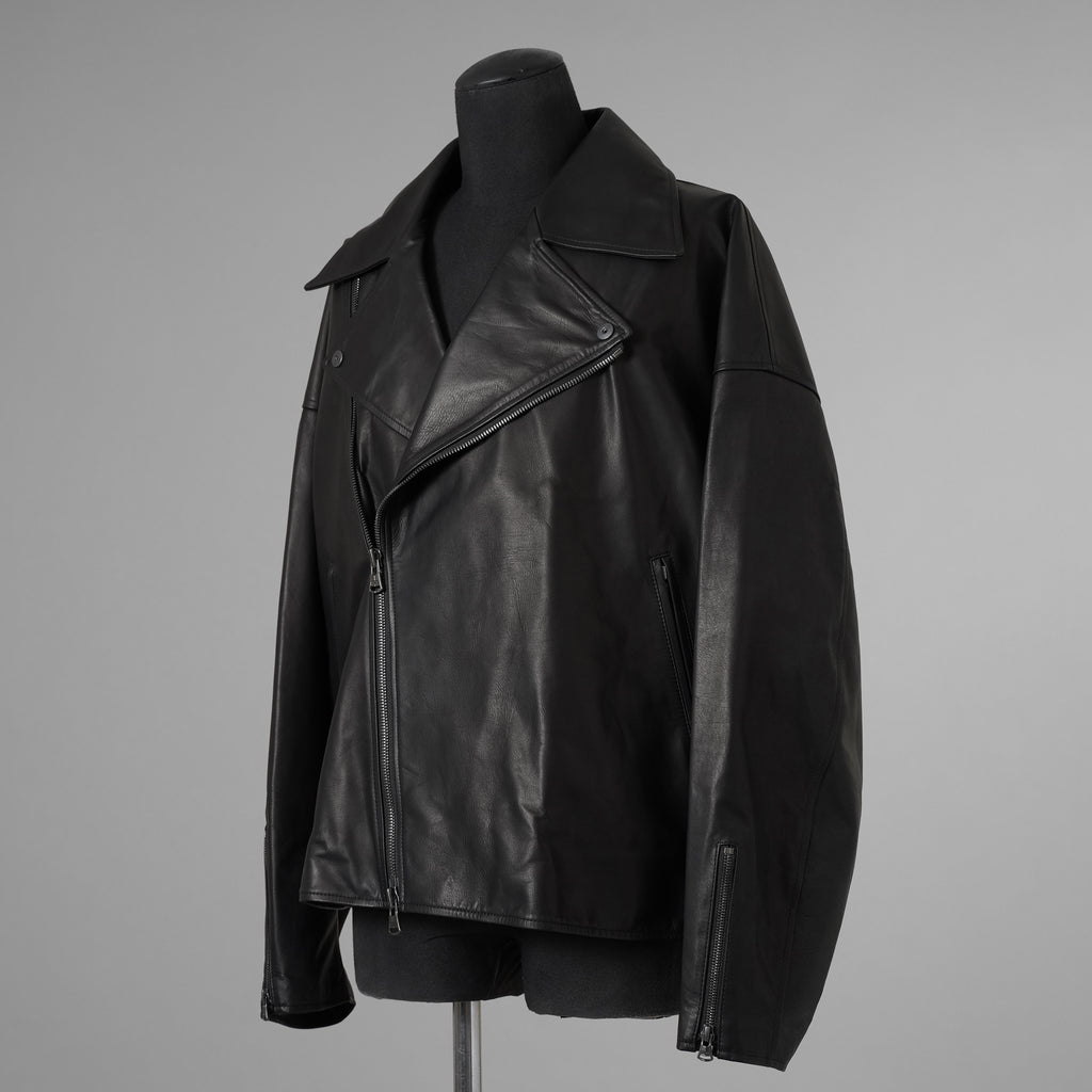 ISAMU KATAYAMA BACKLASH イサムカタヤマバックラッシュ / 25AW 美品 メンセレ別注 Monochrome luxury steer double riders jacket ルーズフィット ライダース アウター / ME2078-06 / size L (BLACK) 352191-in-ue