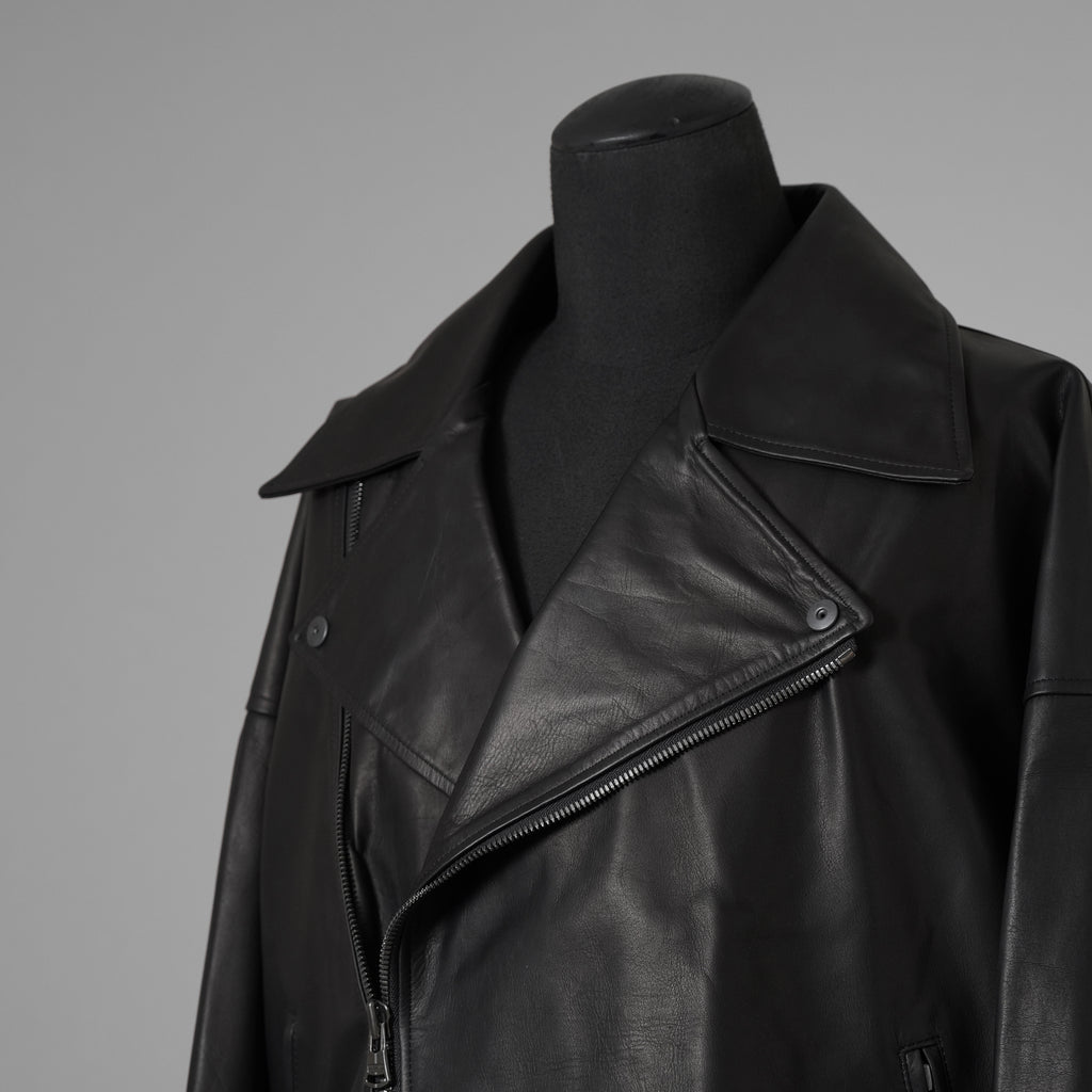 ISAMU KATAYAMA BACKLASH イサムカタヤマバックラッシュ / 25AW 美品 メンセレ別注 Monochrome luxury steer double riders jacket ルーズフィット ライダース アウター / ME2078-06 / size L (BLACK) 352191-in-ue