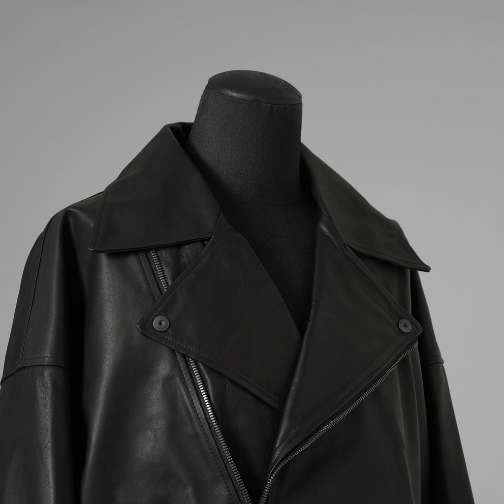 ISAMU KATAYAMA BACKLASH イサムカタヤマバックラッシュ / 25AW 美品 メンセレ別注 Monochrome luxury steer double riders jacket ルーズフィット ライダース アウター / ME2078-06 / size L (BLACK) 352191-in-ue
