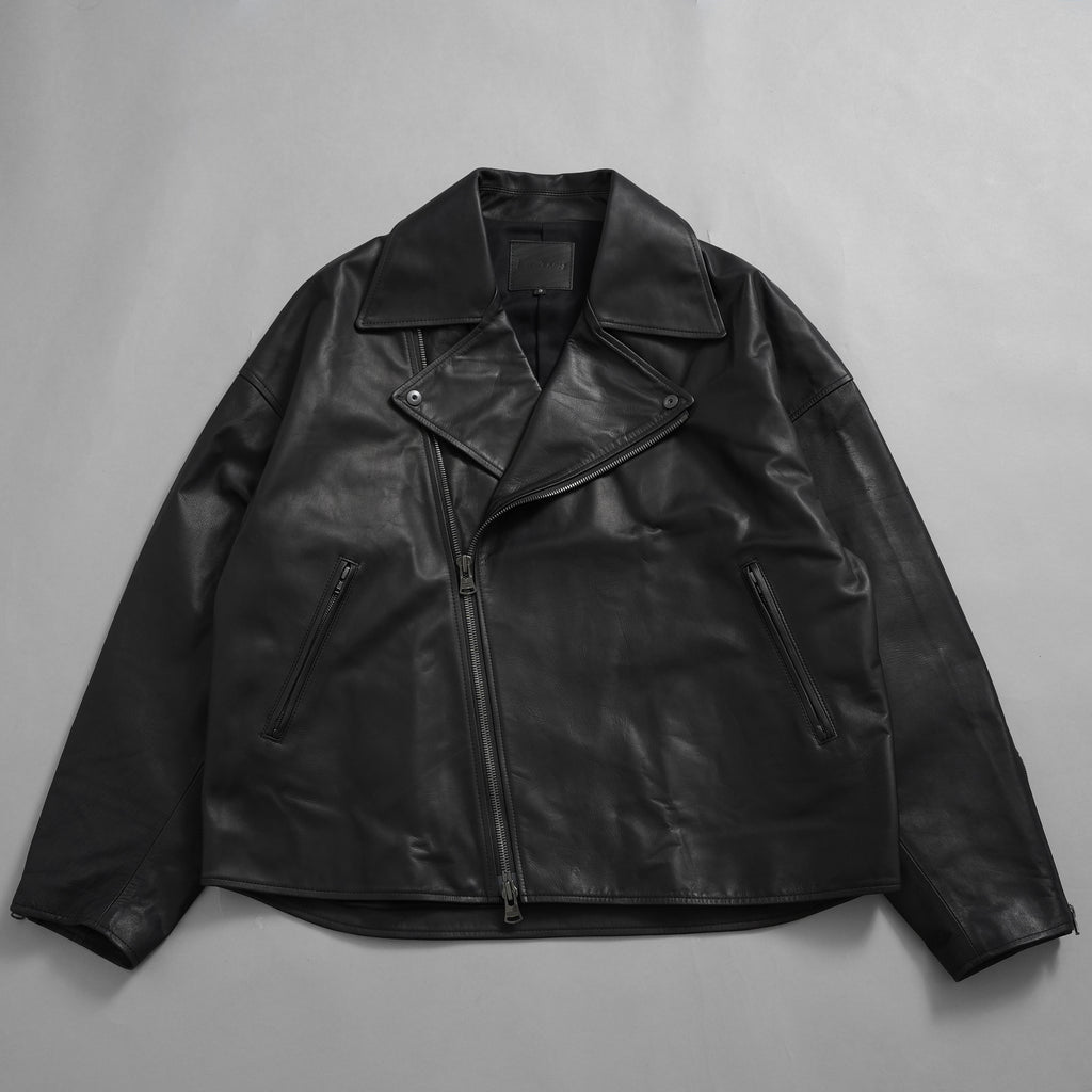 ISAMU KATAYAMA BACKLASH イサムカタヤマバックラッシュ / 25AW 美品 メンセレ別注 Monochrome luxury steer double riders jacket ルーズフィット ライダース アウター / ME2078-06 / size L (BLACK) 352191-in-ue