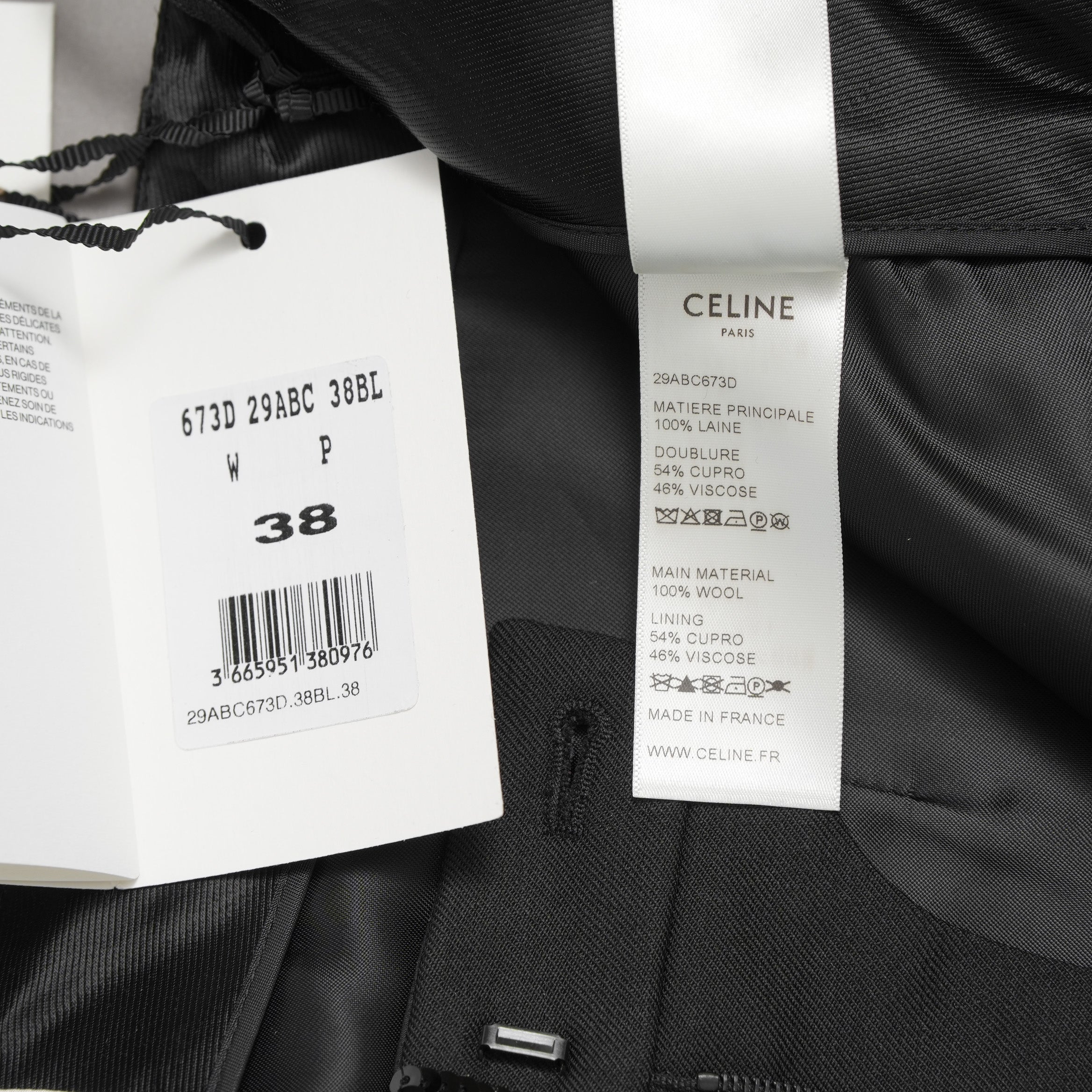 未使用 超希少 CELINE セリーヌ / 19AW エディ スリマン期 / スパンコール クロップド ジョガーパンツ / パンツ / 29ABC673D / size 38 (BLACK) レディース