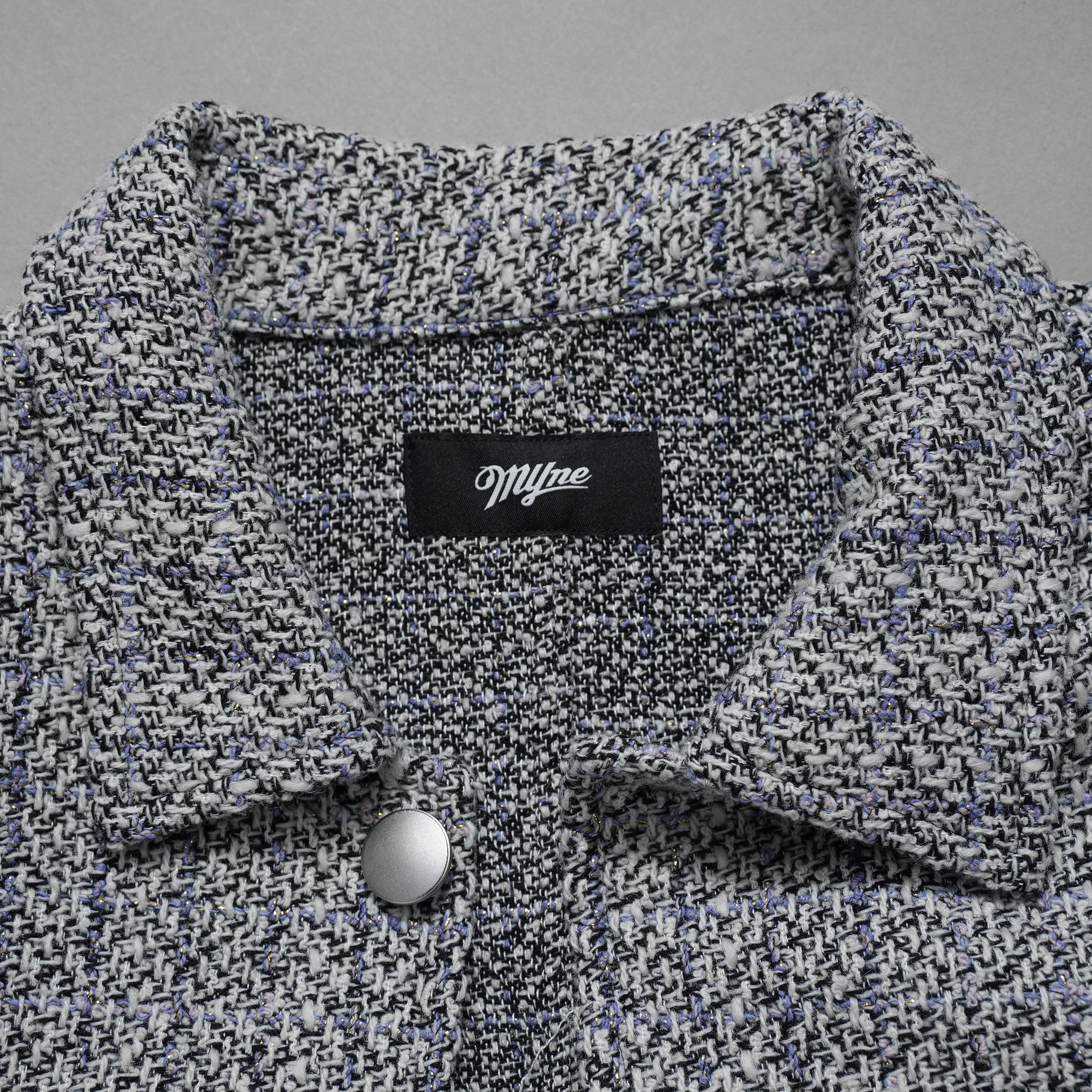 MYNE (現KAMIYA) / 23SS 美品  tweed coat オーバーサイズ ツイード ハーフコート / ジャケット / G10SH016 / size M (GRAY)