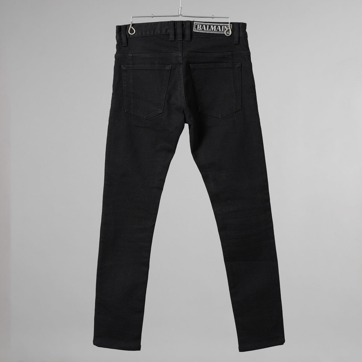 BALMAIN バルマン / 美品 18SS ロゴパッチ付き ストレッチコットン スキニーデニムパンツ / S8H9008T314B / size 27 (BLACK)  352188-in-ue