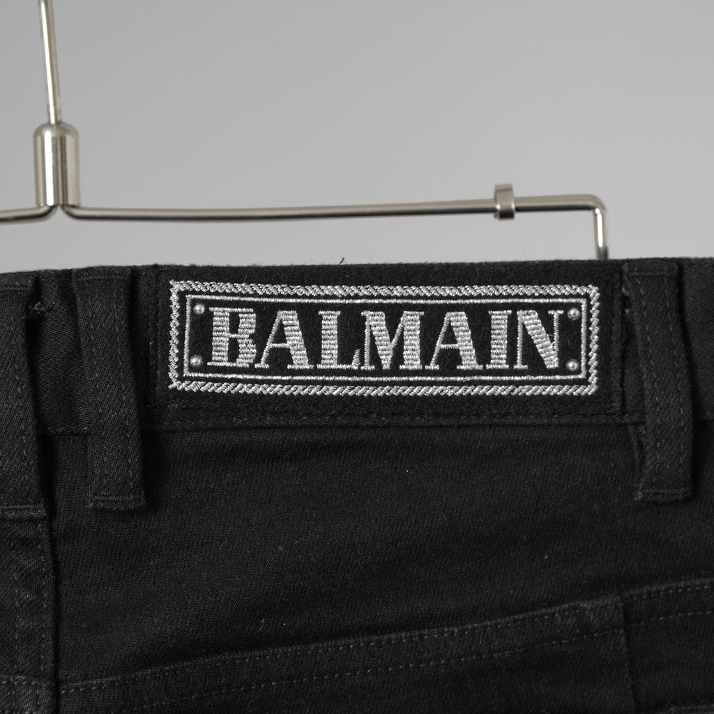 BALMAIN バルマン / 美品 18SS ロゴパッチ付き ストレッチコットン スキニーデニムパンツ / S8H9008T314B / size 27 (BLACK)  352188-in-ue