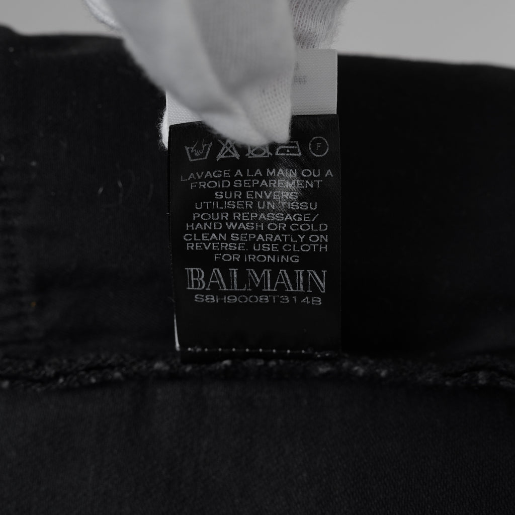 BALMAIN バルマン / 美品 18SS ロゴパッチ付き ストレッチコットン スキニーデニムパンツ / S8H9008T314B / size 27 (BLACK)  352188-in-ue