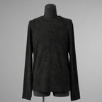 bajra バジュラ / 美品 23AW ミップストレッチ スェード プリントプルオーバー 長袖Tシャツ / 158UK18 / size 3 (BLACK) 352186-in-ue
