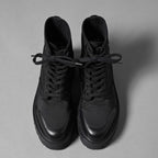 CELINE セリーヌ / 美品 トリオンフ バルキー レースアップブーツ ナイロン＆シャイニーブル / size 36 (23cm) BLACK レディース シューズ