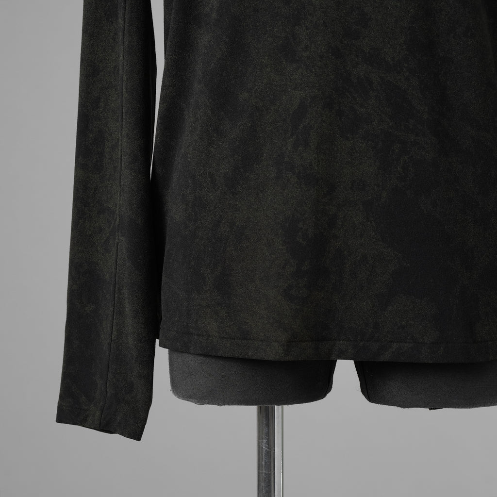 bajra バジュラ / 美品 23AW ミップストレッチ スェード プリントプルオーバー 長袖Tシャツ / 158UK18 / size 3 (BLACK) 352186-in-ue