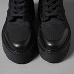 CELINE セリーヌ / 美品 トリオンフ バルキー レースアップブーツ ナイロン＆シャイニーブル / size 36 (23cm) BLACK レディース シューズ