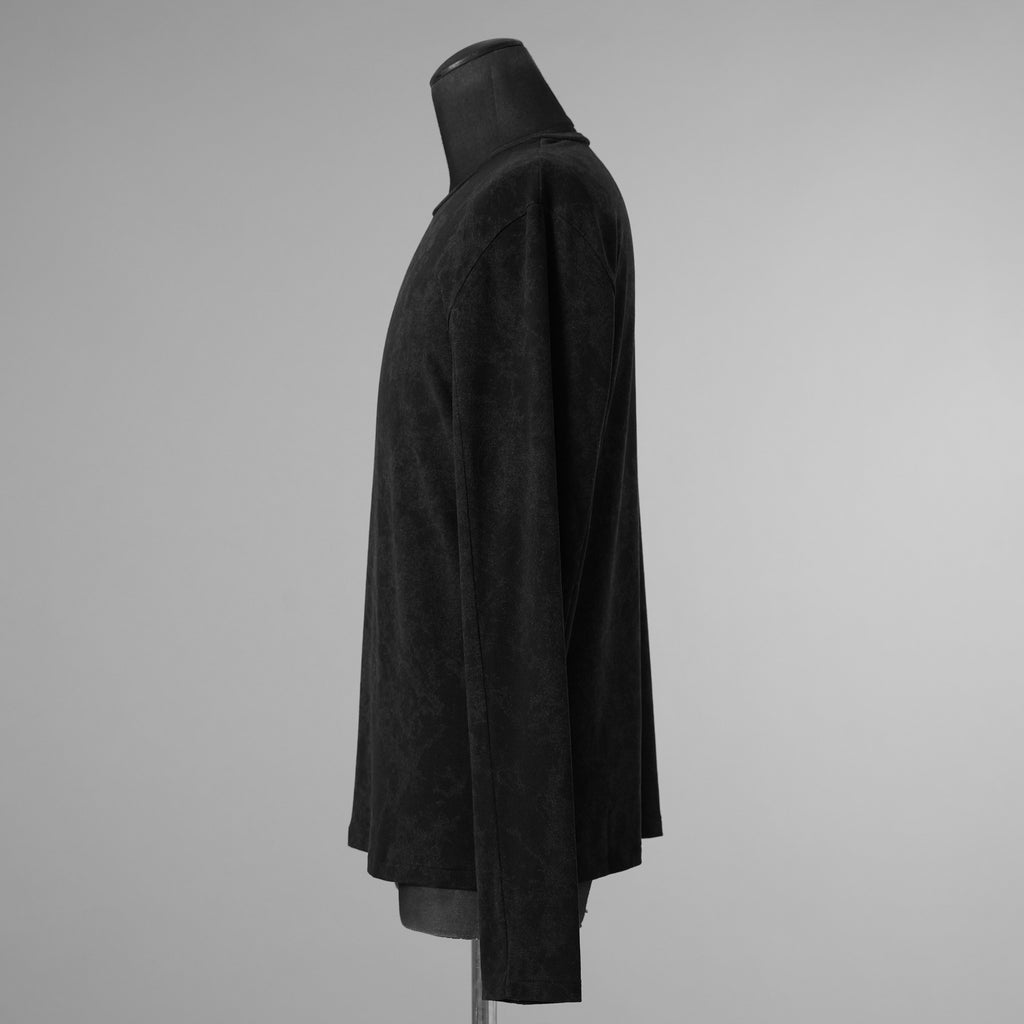 bajra バジュラ / 美品 23AW ミップストレッチ スェード プリントプルオーバー 長袖Tシャツ / 158UK18 / size 3 (BLACK) 352186-in-ue