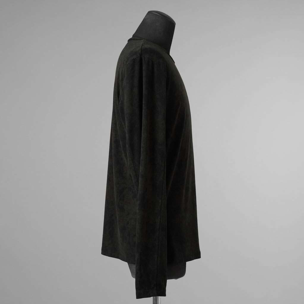 bajra バジュラ / 美品 23AW ミップストレッチ スェード プリントプルオーバー 長袖Tシャツ / 158UK18 / size 3 (BLACK) 352186-in-ue
