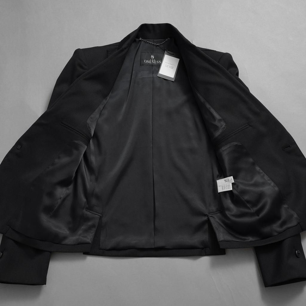 新品 THE ONENESS ザ ワンネス / 22AW【SGZ COSTUME LINE】Short Peacked Jacket ショートジャケット ピークド ジャケット / OE-SGZ-HJ07-100 / size 1 (BLACK) 123069-alm