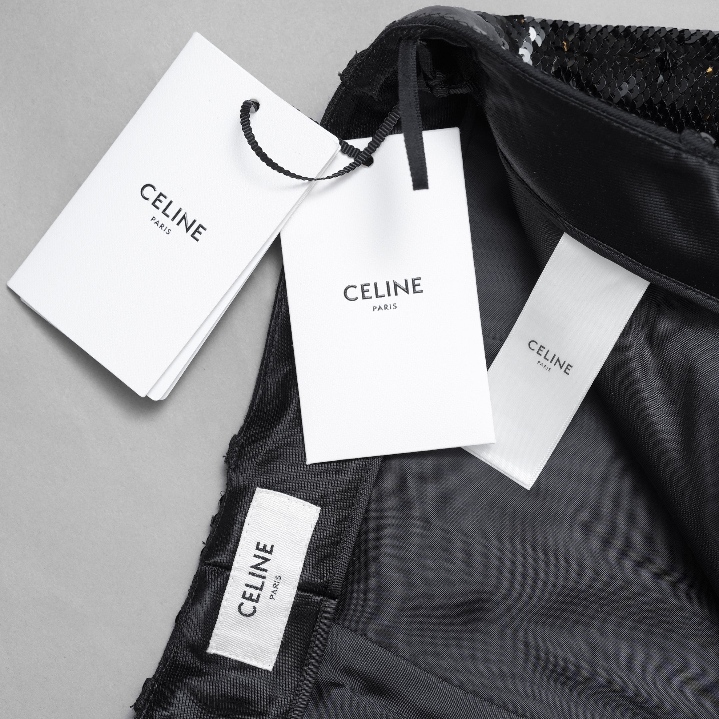 未使用 超希少 CELINE セリーヌ / 19AW エディ スリマン期 / スパンコール クロップド ジョガーパンツ / パンツ / 29ABC673D / size 38 (BLACK) レディース