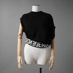 FENDI フェンディ / 25SS 美品 アシンメトリー ドレープセーター / サマーニット / キャップスリーブ / FZXB23 ARVB / size 40 (BLACK) レディース