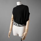 FENDI フェンディ / 25SS 美品 アシンメトリー ドレープセーター / サマーニット / キャップスリーブ / FZXB23 ARVB / size 40 (BLACK) レディース