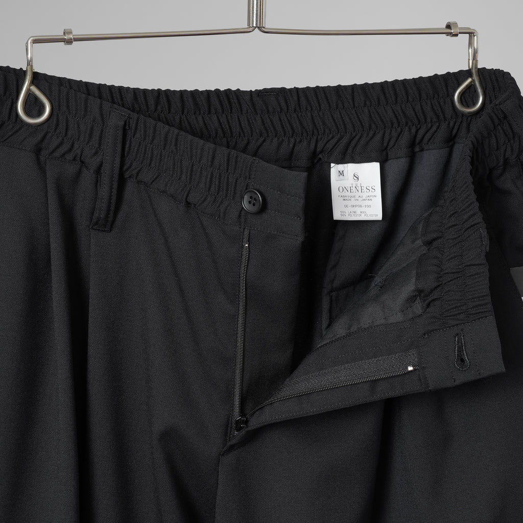 新品 THE ONENESS ザ ワンネス / PE/Wool Gabardine Wide Slacks ワイドスラックス パンツ / OE-OHP08-100 / size M (BLACK) 123068-alm