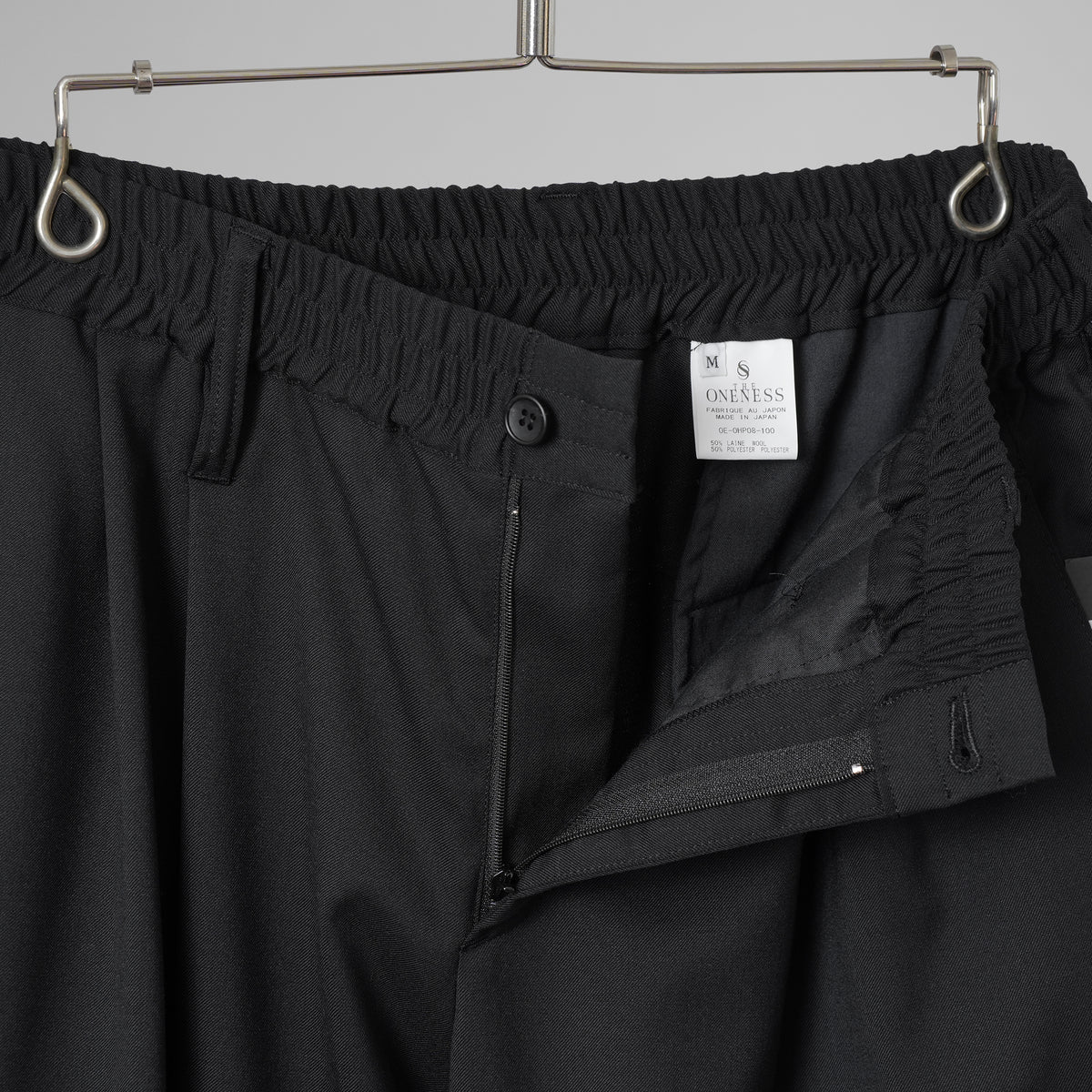 新品 THE ONENESS ザ ワンネス / PE/Wool Gabardine Wide Slacks ワイドスラックス パンツ / OE-OHP08-100 / size M (BLACK) 123068-alm