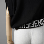FENDI フェンディ / 25SS 美品 アシンメトリー ドレープセーター / サマーニット / キャップスリーブ / FZXB23 ARVB / size 40 (BLACK) レディース