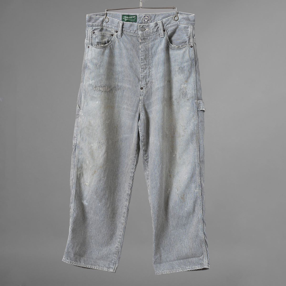 FULLCOUNT × N/07 × LOOM トリプルコラボ / 25AW exclusive STRAIGHT PAINTER TROUSERS ストレート ペインター トラウザーズ ヴィンテージ加工 ヒッコリーストライプ パンツ / size M (NAVY) 123070-alm