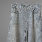 FULLCOUNT × N/07 × LOOM トリプルコラボ / 25AW exclusive STRAIGHT PAINTER TROUSERS ストレート ペインター トラウザーズ ヴィンテージ加工 ヒッコリーストライプ パンツ / size M (NAVY) 123070-alm