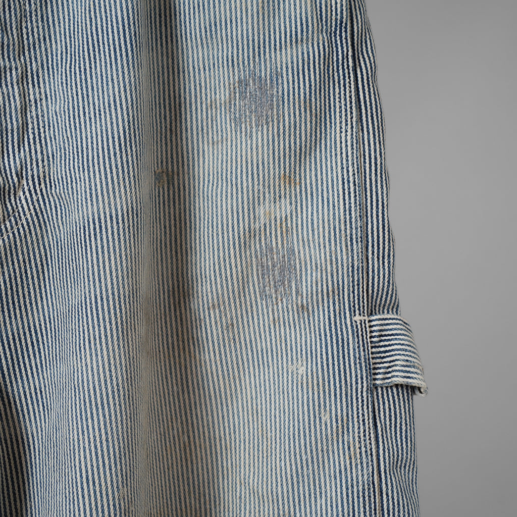 FULLCOUNT × N/07 × LOOM トリプルコラボ / 25AW exclusive STRAIGHT PAINTER TROUSERS ストレート ペインター トラウザーズ ヴィンテージ加工 ヒッコリーストライプ パンツ / size M (NAVY) 123070-alm